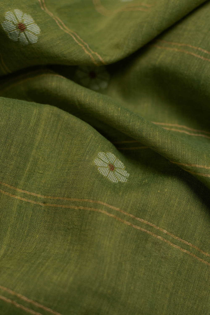Twin Shaded Green Jamdani Cotton Fabric
