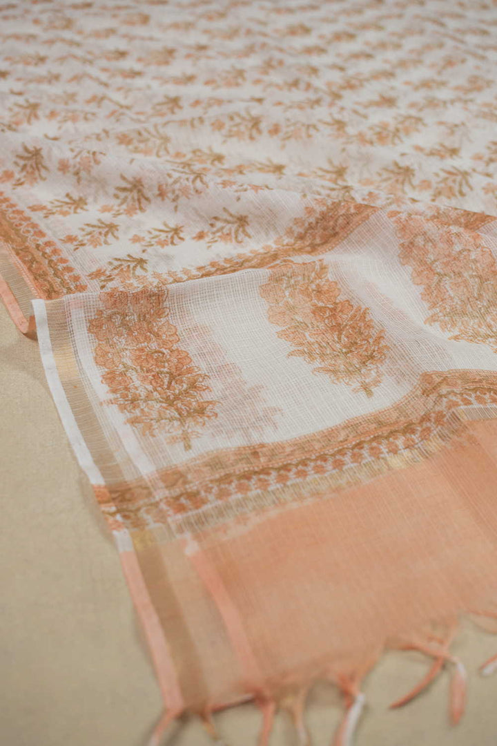 Cream with Florets Kota Cotton Dupatta