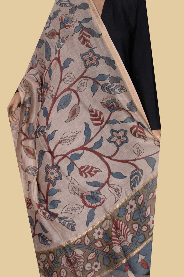 Painted Kalamkari Dupatta - Matkatus