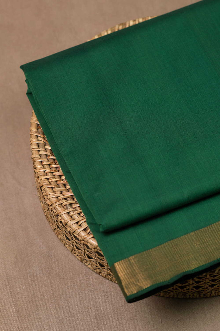 Deep Green Mangalagiri Border Cotton Fabric