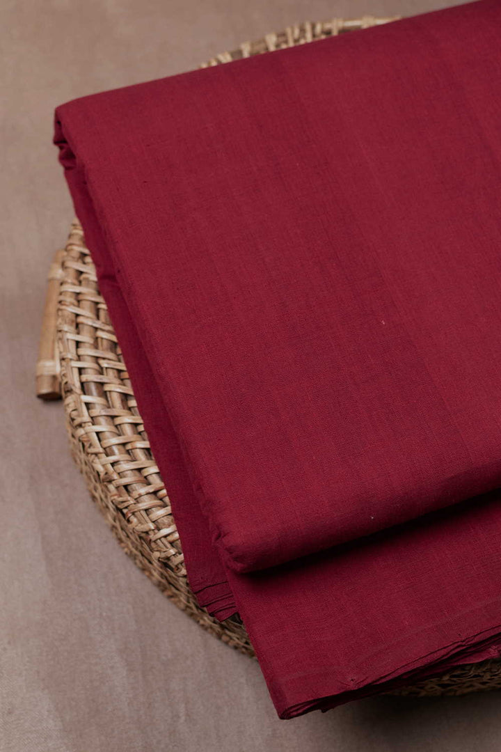 Dark Maroon Mangalagiri Cotton Fabric