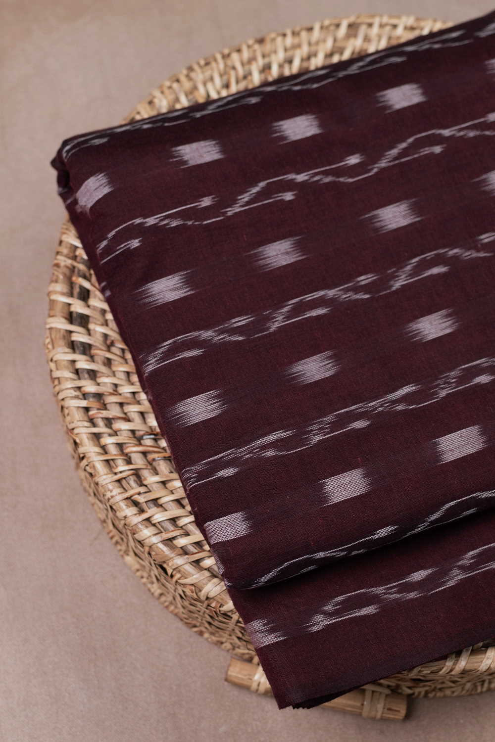 Deep Maroon Orissa Ikat Cotton Fabric