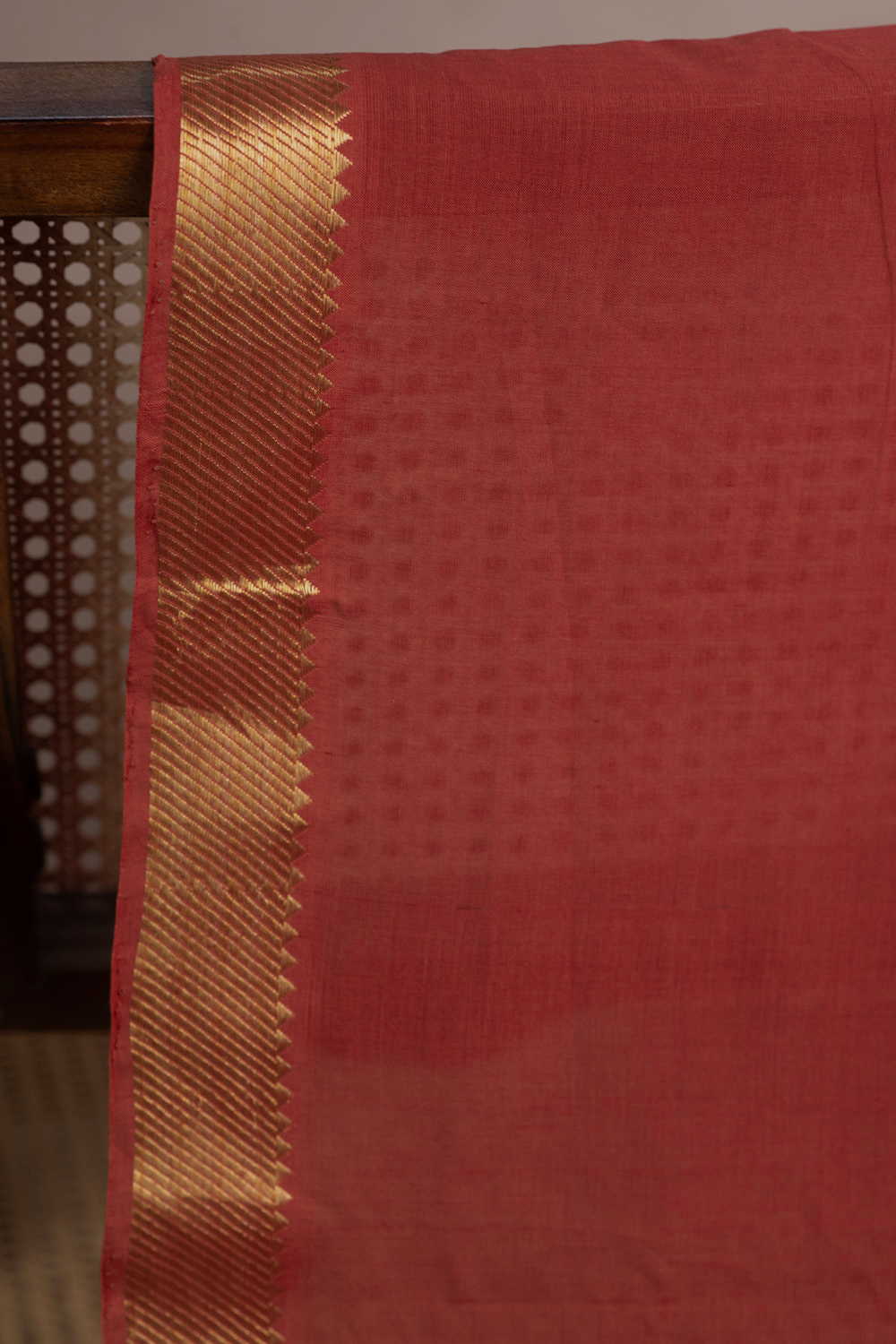 Shades of Brick Maroon Mangalagiri Border Cotton Fabric