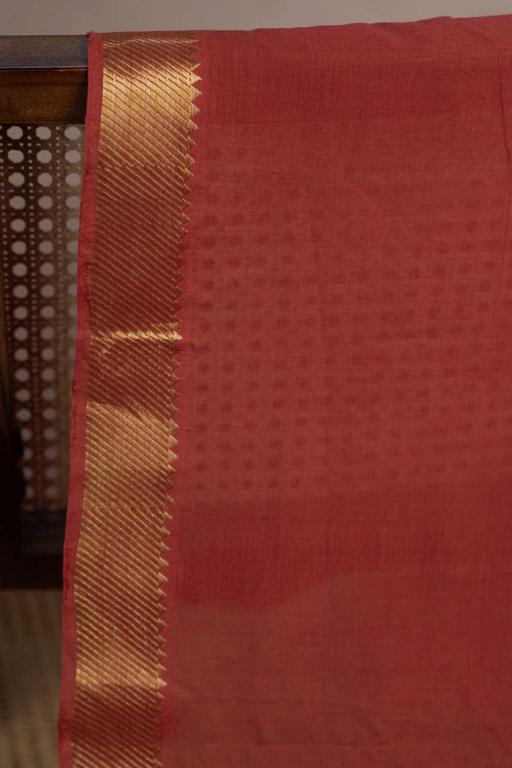Shades of Brick Maroon Mangalagiri Border Cotton Fabric