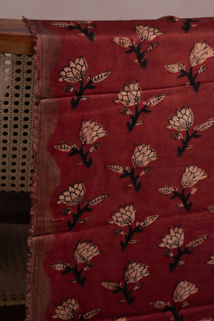 Block Printed Silk Cotton Fabric - Matkatus 