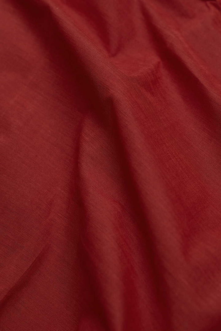 Shades of Brick Maroon Mangalagiri Border Cotton Fabric