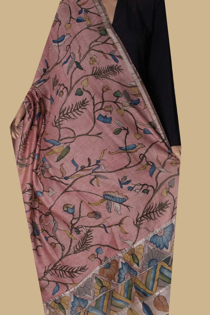 Painted Kalamkari Dupatta - Matkatus