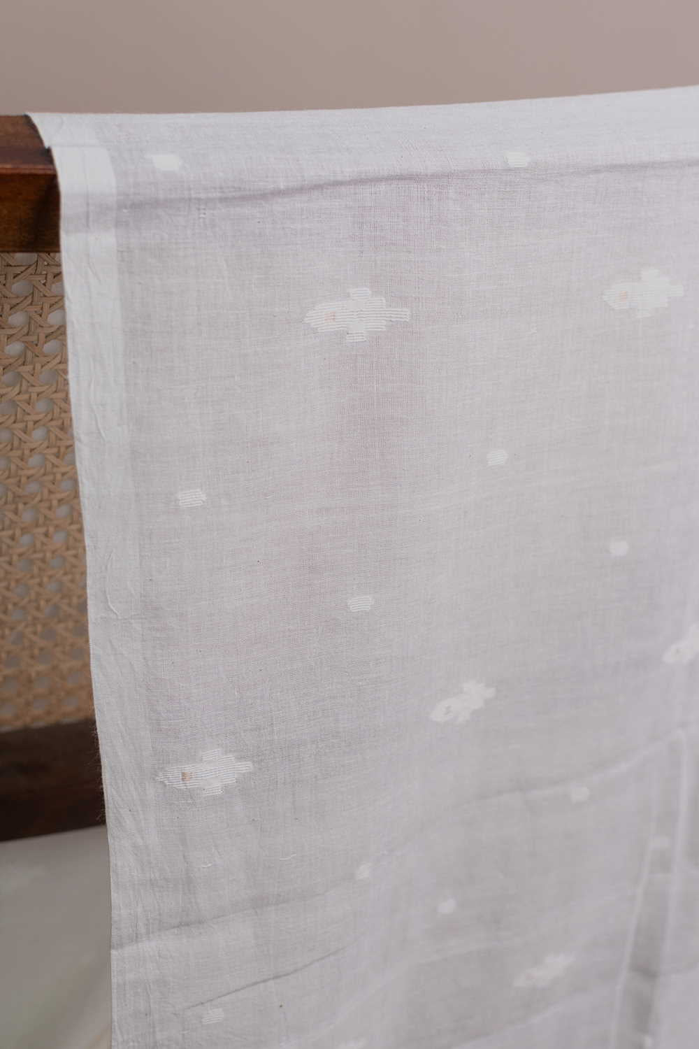 Off-White with Butta Jamdani Cotton Fabric - 0.65m