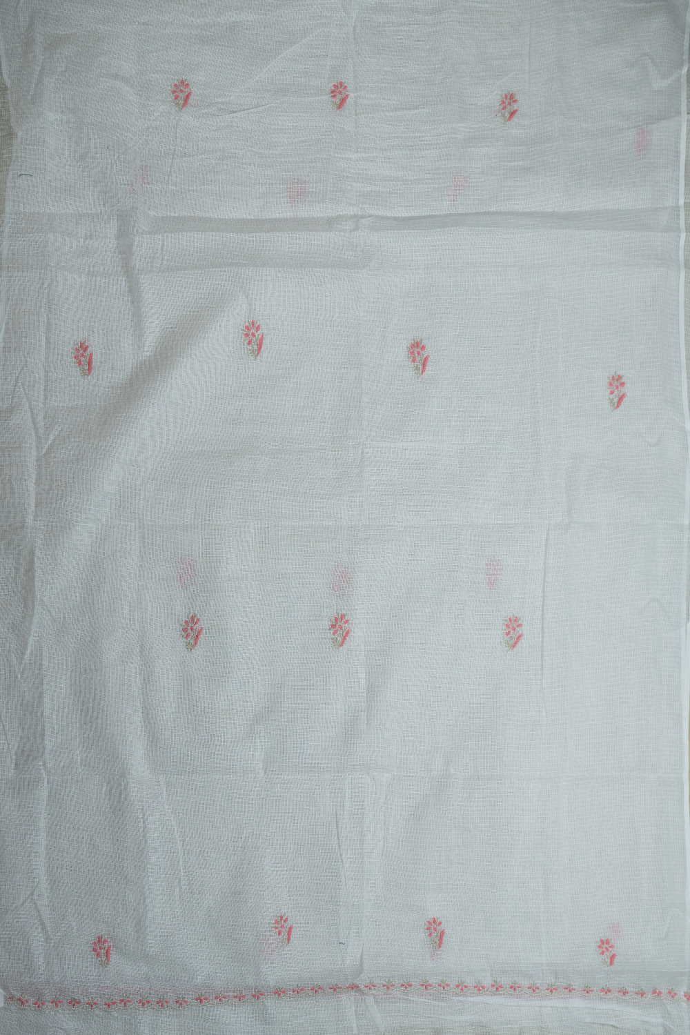 Frost Cream Chikankari Kota Cotton Top & Dupatta