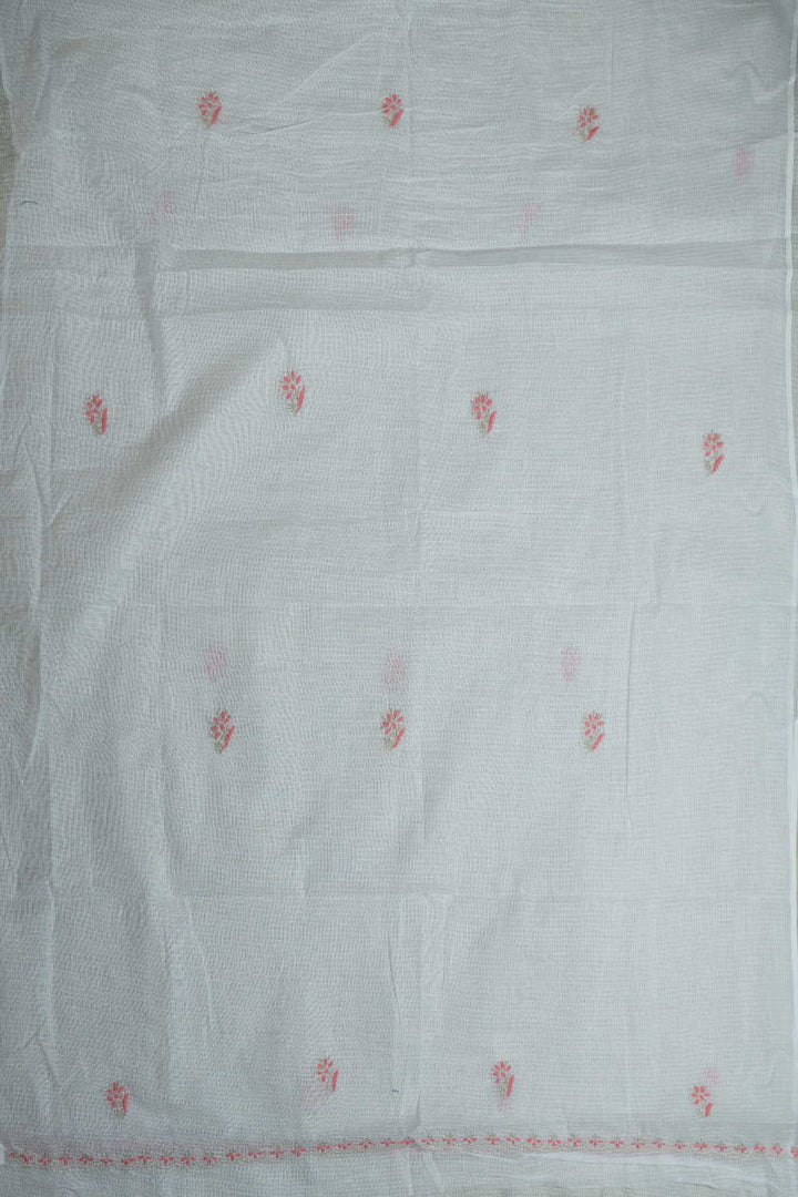 Frost Cream Chikankari Kota Cotton Top & Dupatta