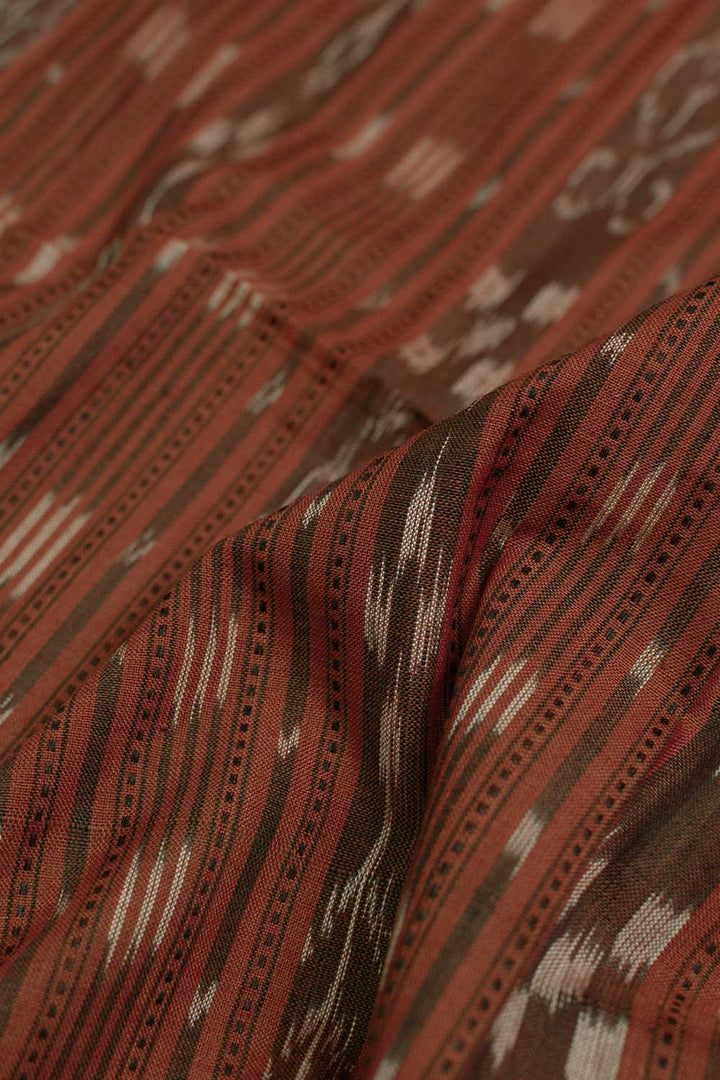 Khaki Orange Orissa Ikat Cotton Fabric