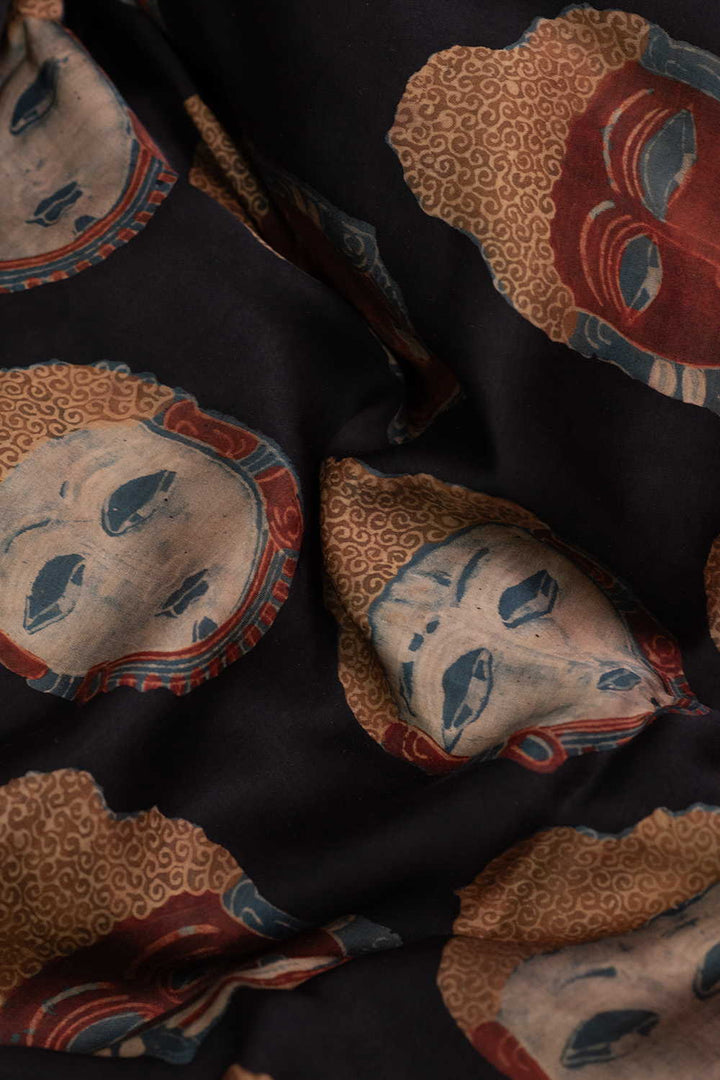 Block Printed Silk Cotton Fabric - Matkatus 