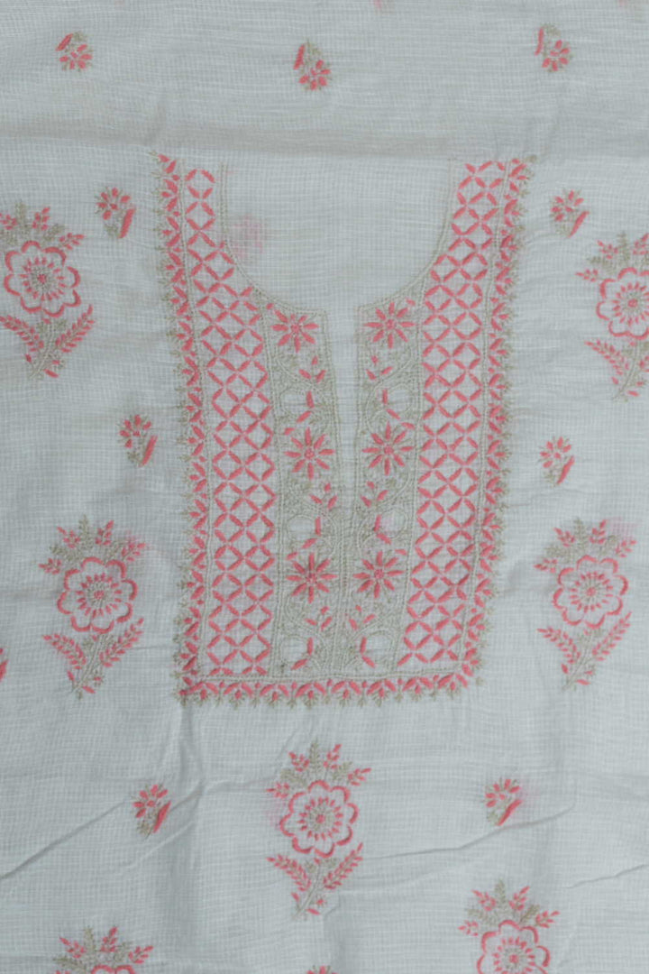 Frost Cream Chikankari Kota Cotton Top & Dupatta