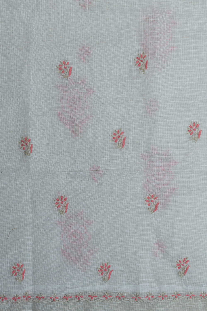 Frost Cream Chikankari Kota Cotton Top & Dupatta