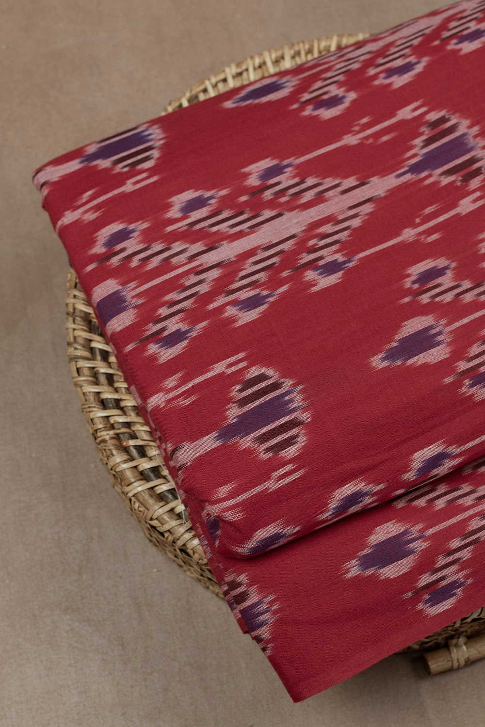Shop Stylish Ruby Red with Big Pattern Ikat Cotton Fabric at Matkatus