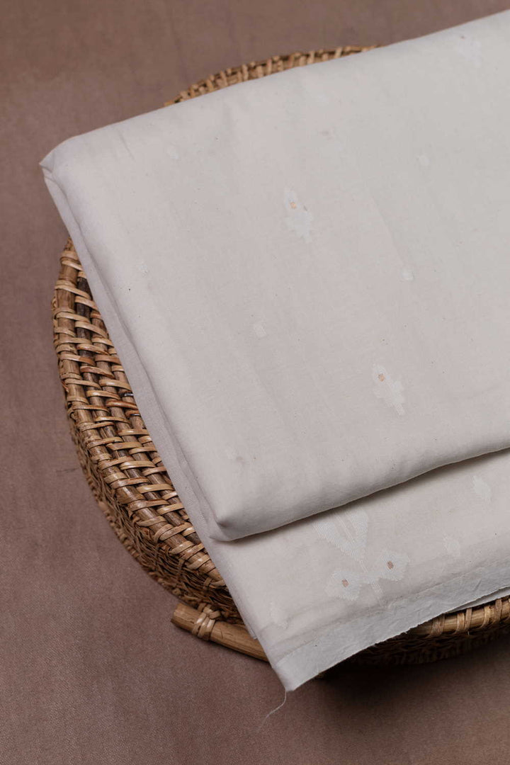 Off-White with Butta Jamdani Cotton Fabric - 0.65m