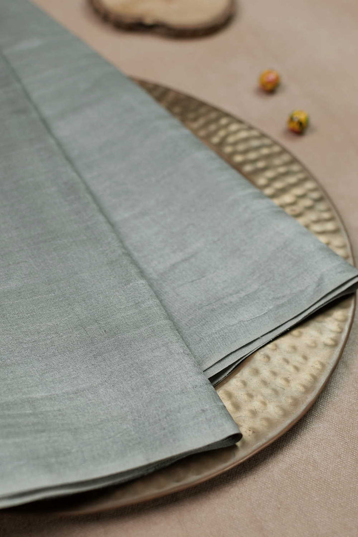 Light Grey Handwoven Tussar Fabric - 0.55m