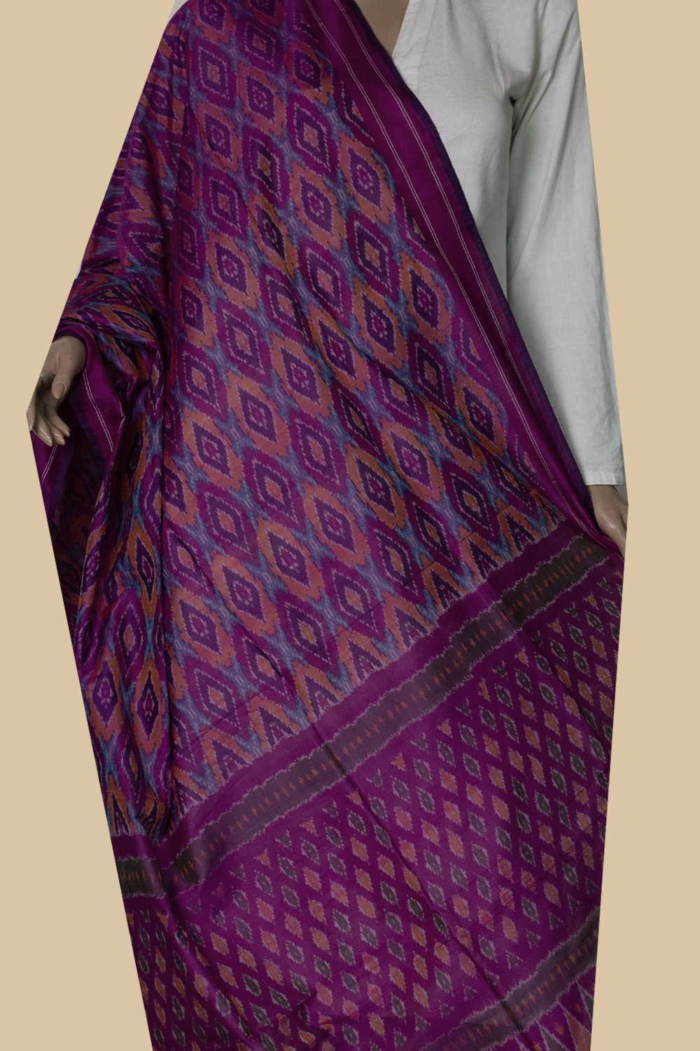 Ikat Silk Cotton Dupatta - Matkatus 