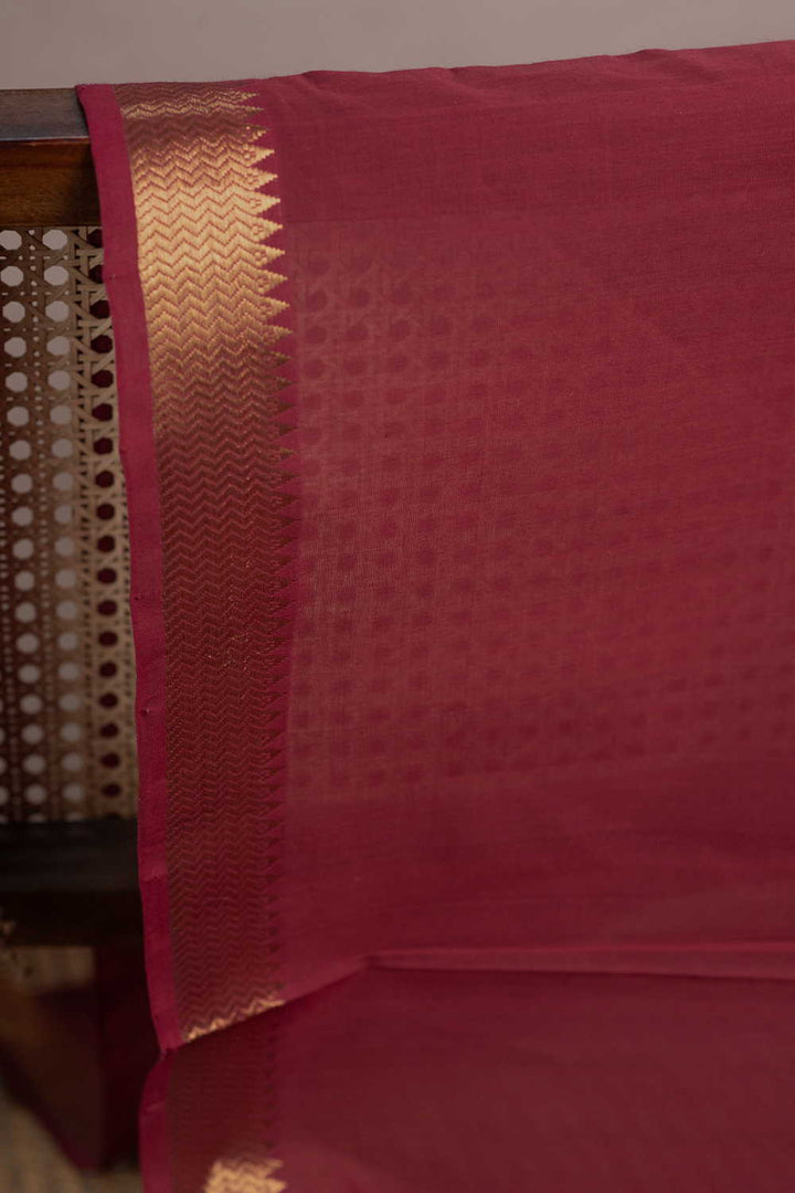 Zari Border - Maroon Mangalagiri Cotton Fabric