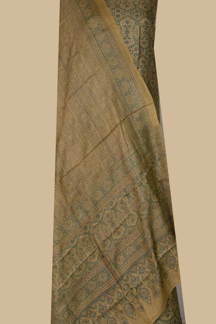 Yellow Ajrak Tussar Suit