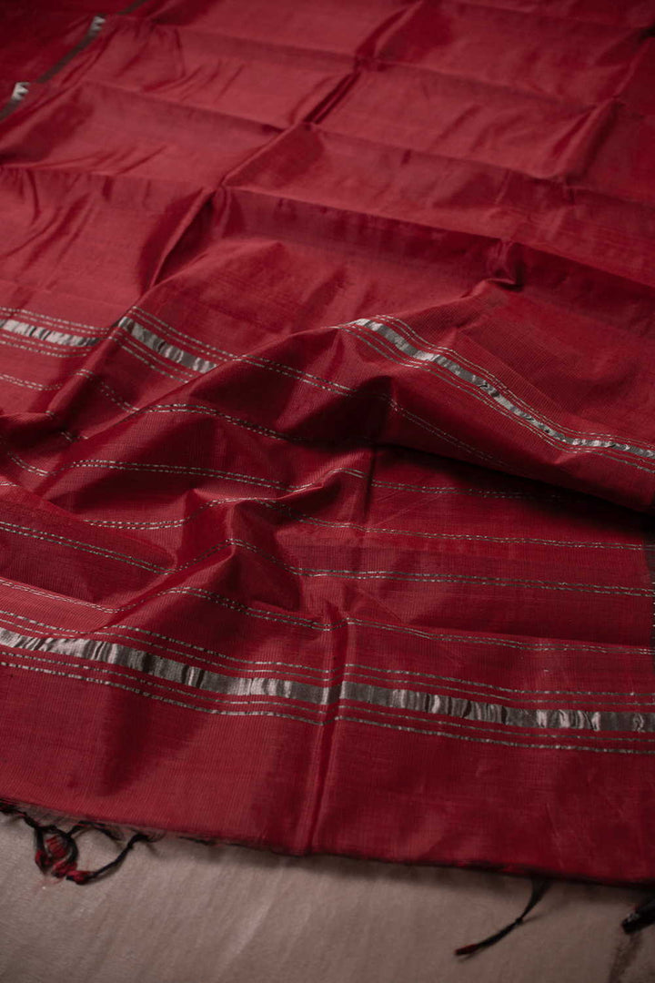 Maroon Mangalagiri Silk Cotton saree