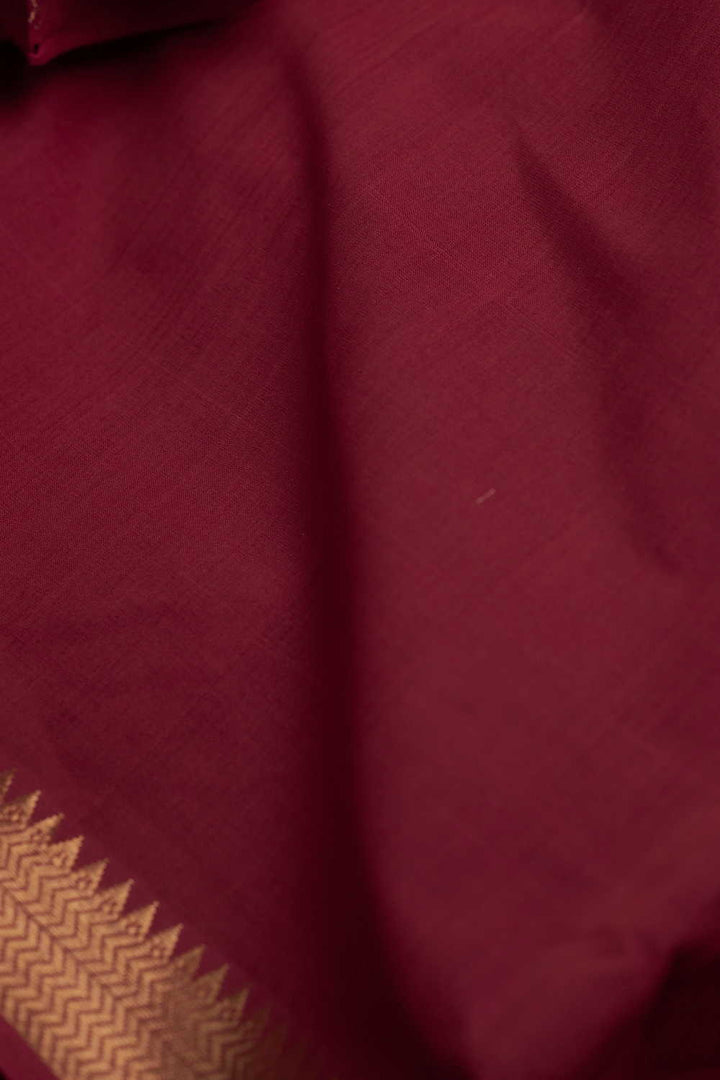 Zari Border - Maroon Mangalagiri Cotton Fabric