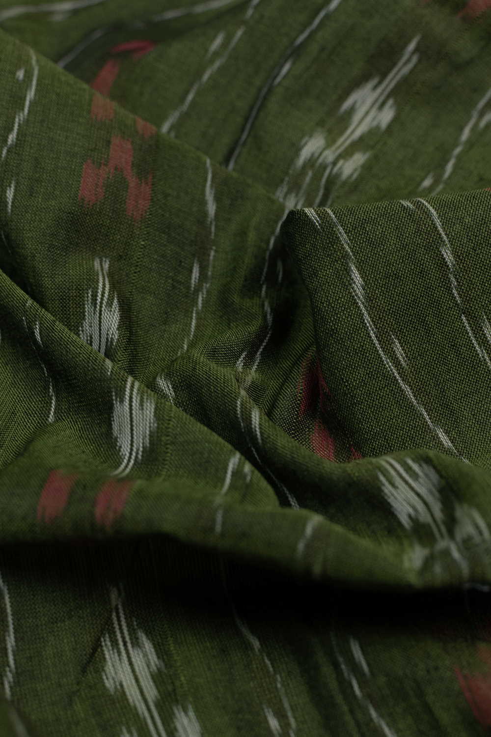 Pine Green Orissa Ikat Cotton Fabric