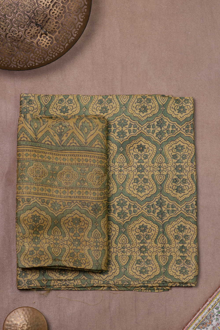 Yellow Ajrak Tussar Suit