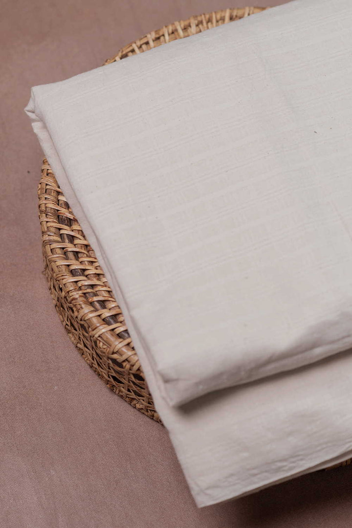 Checks - Cream Handwoven Cotton Fabric