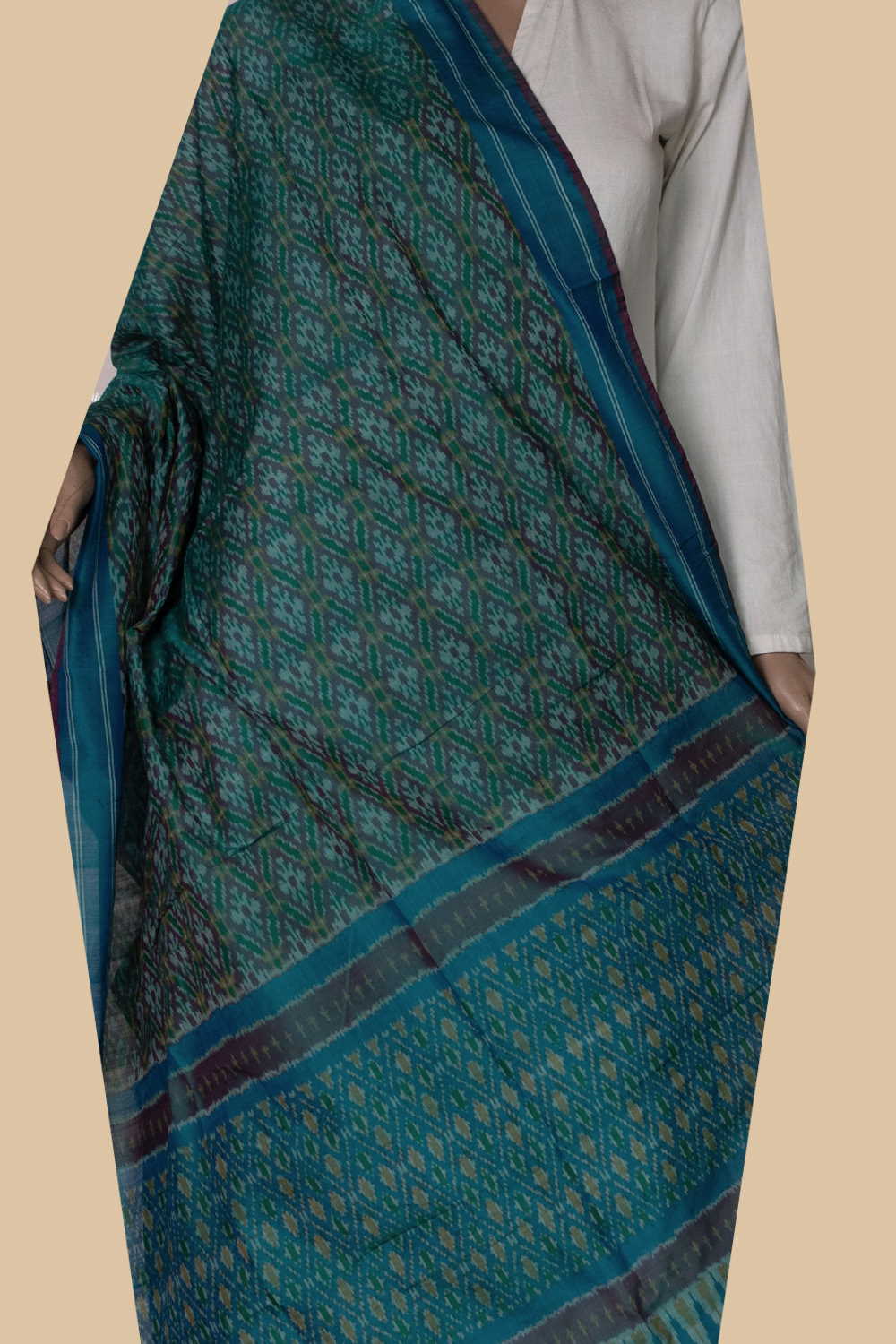 Ikat Silk Cotton Dupatta - Matkatus 