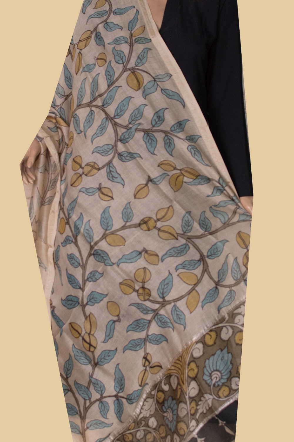 Painted Kalamkari Dupatta - Matkatus
