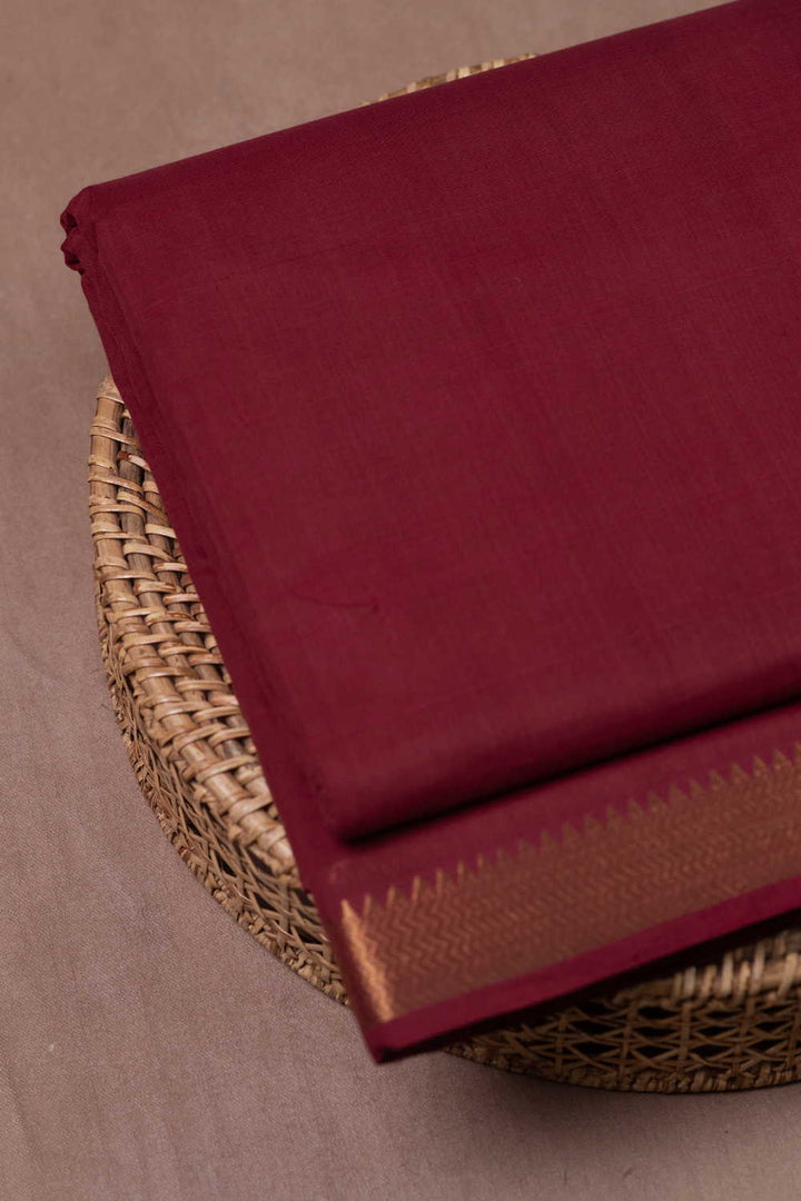Zari Border - Maroon Mangalagiri Cotton Fabric