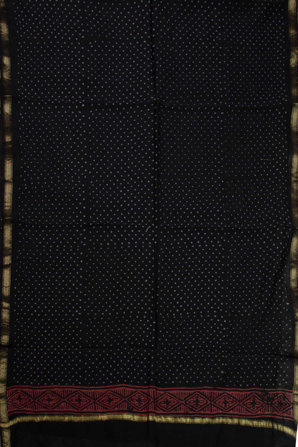 Dots on Black Block Printed Chanderi Dupatta