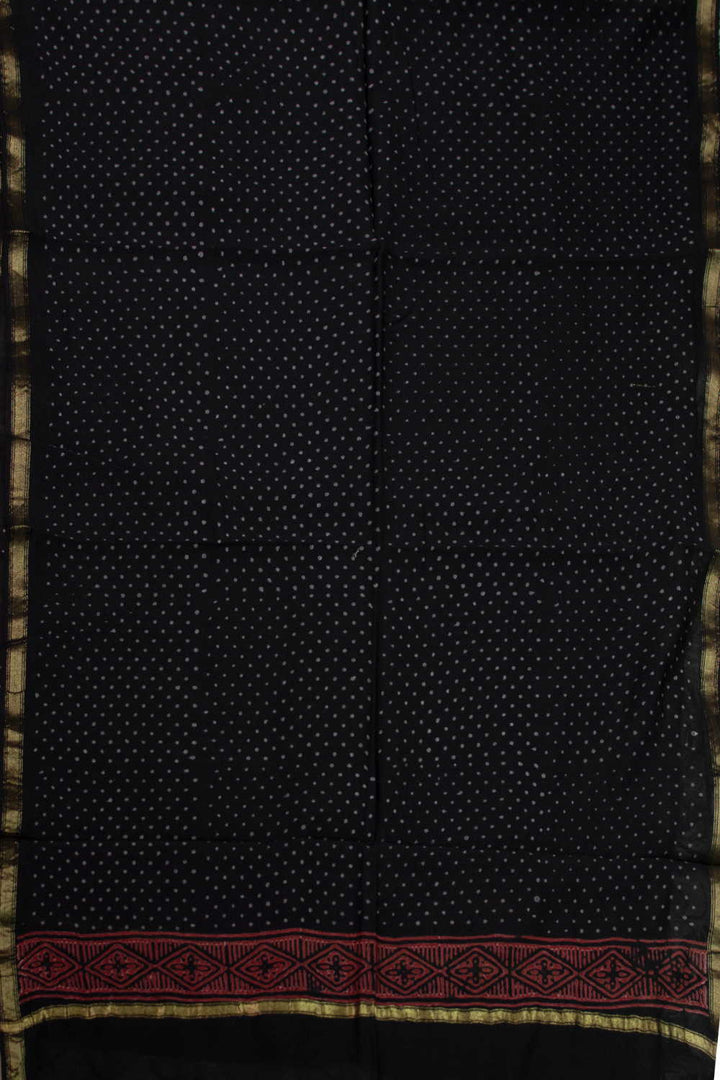 Dots on Black Block Printed Chanderi Dupatta