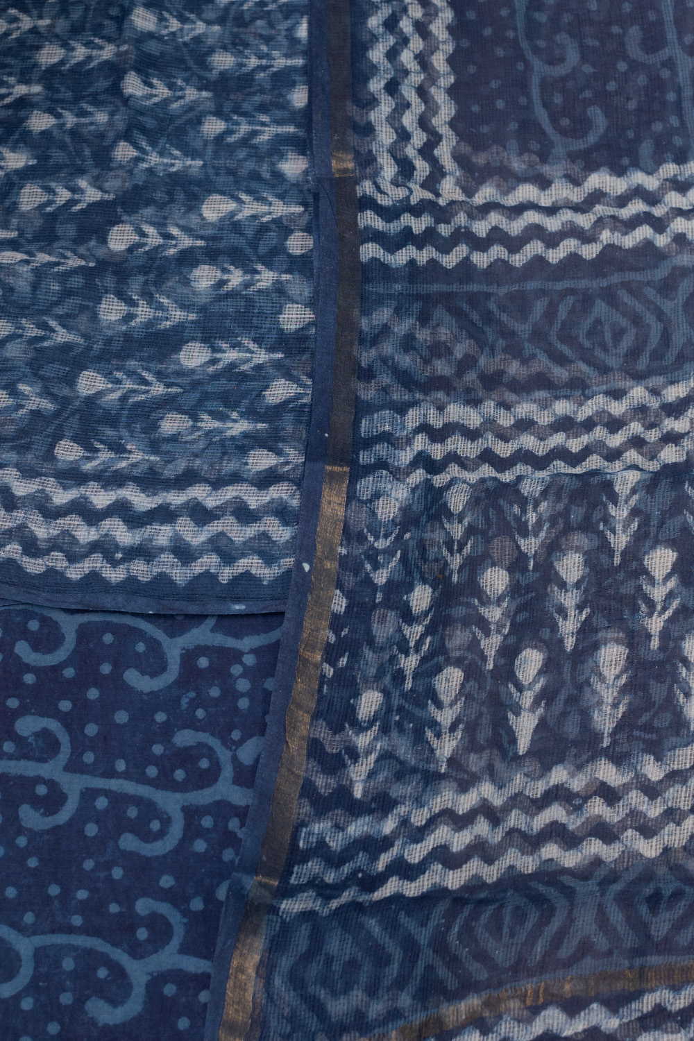 Light Indigo Block Printed Kota Cotton Suit