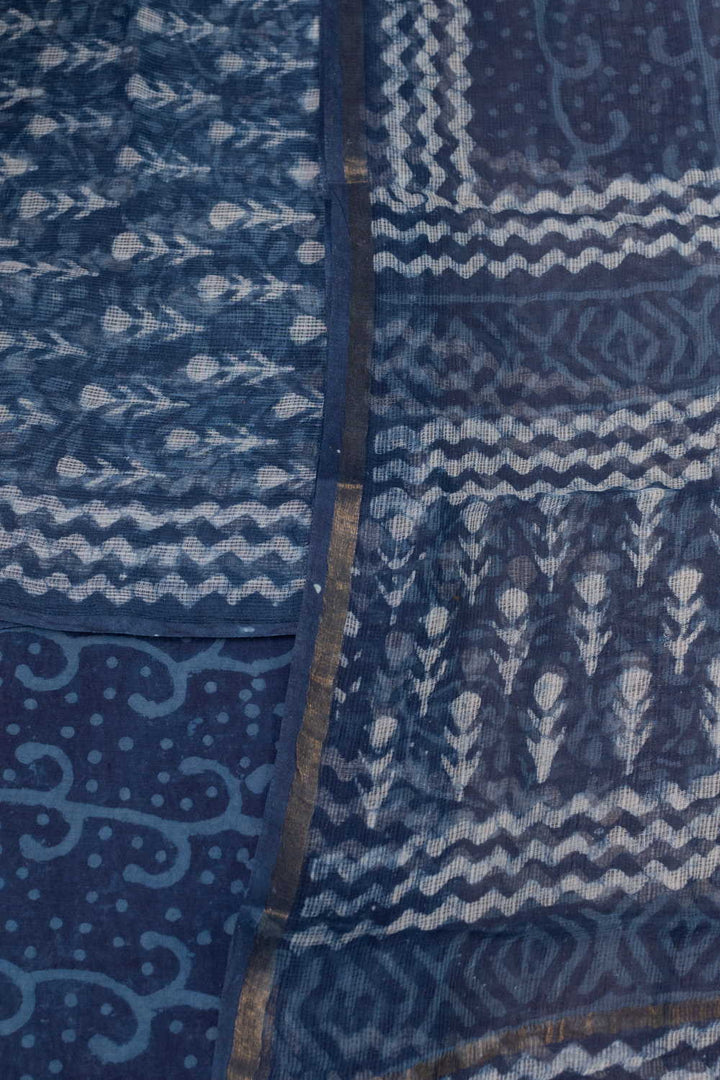 Light Indigo Block Printed Kota Cotton Suit