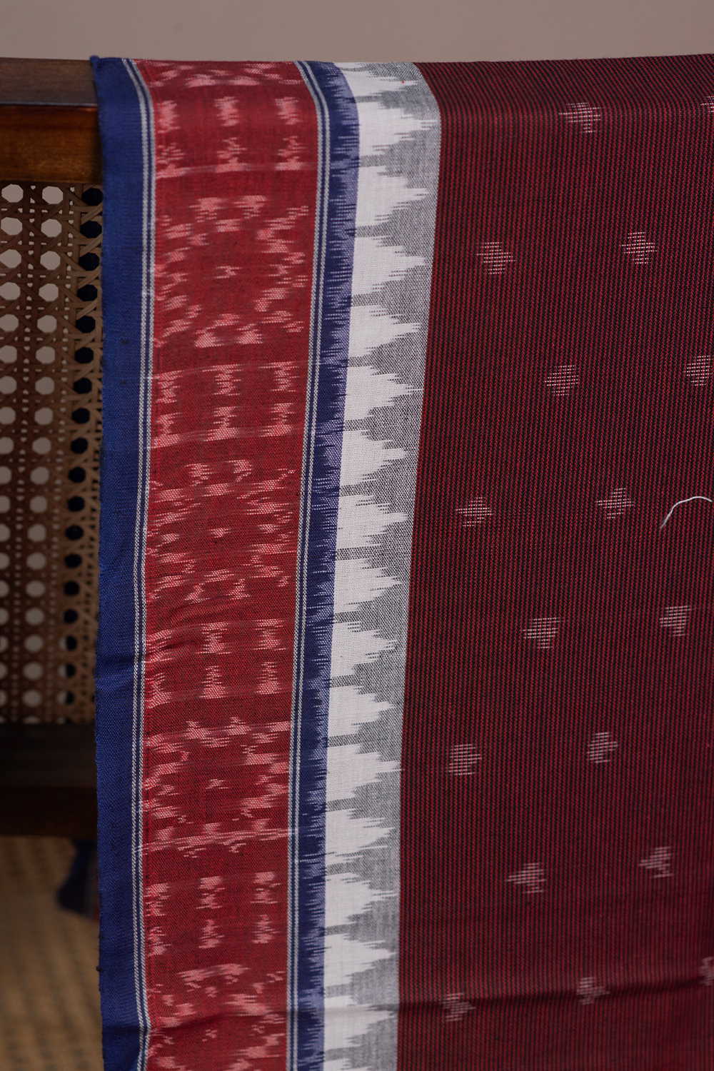 Maroon Shaded Ikat Cotton Fabric