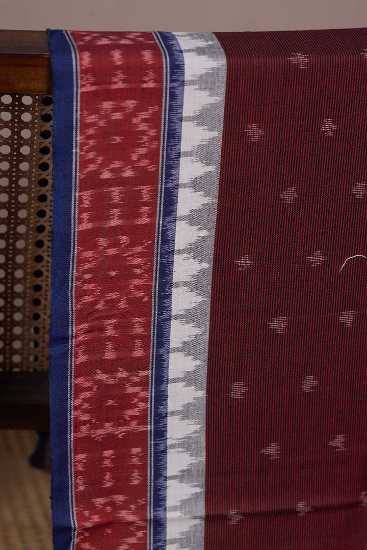 Maroon Shaded Ikat Cotton Fabric