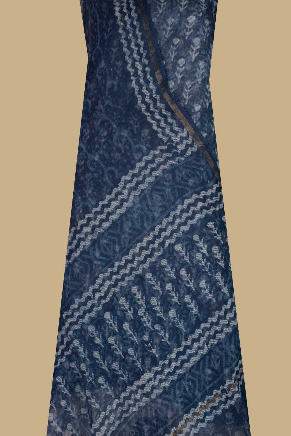 Light Indigo Block Printed Kota Cotton Suit