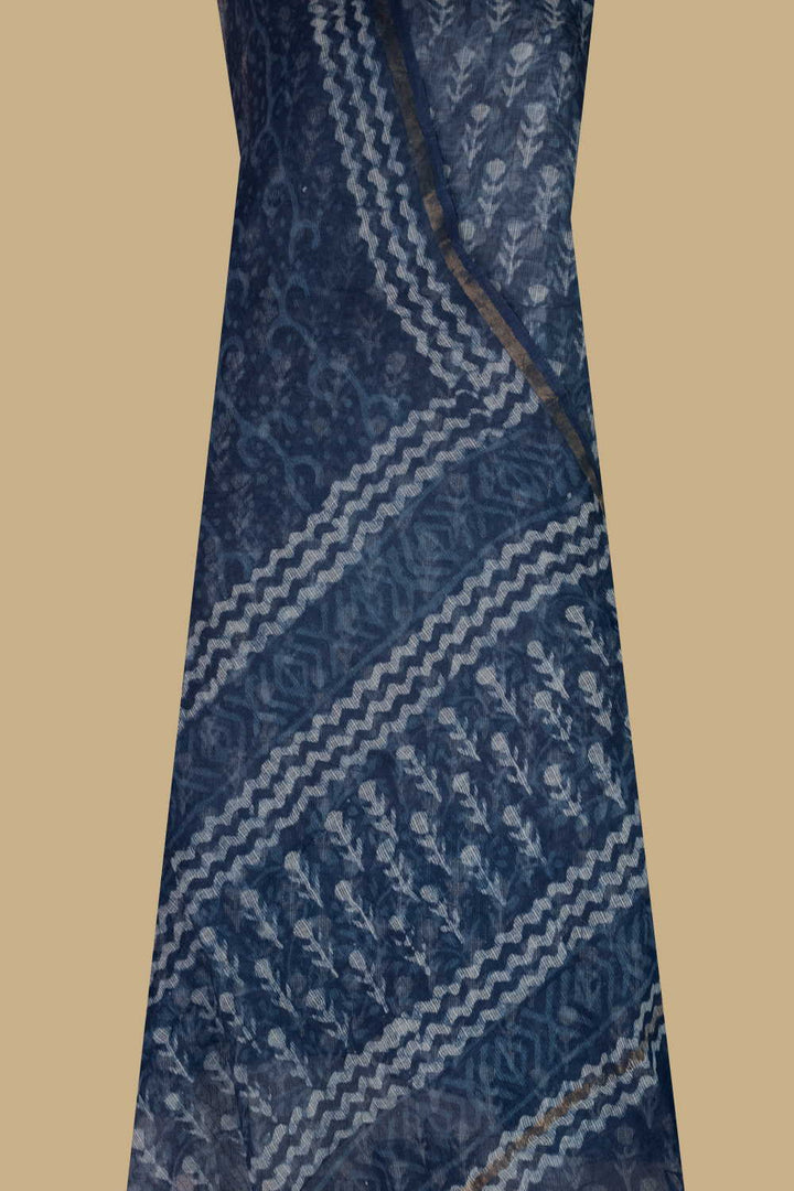 Light Indigo Block Printed Kota Cotton Suit