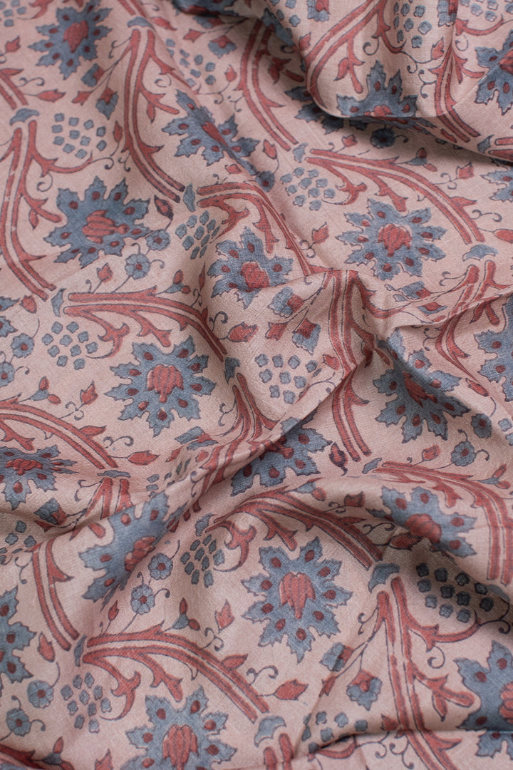 Floral Pattern Ajrak Tussar Fabric-2.4 m