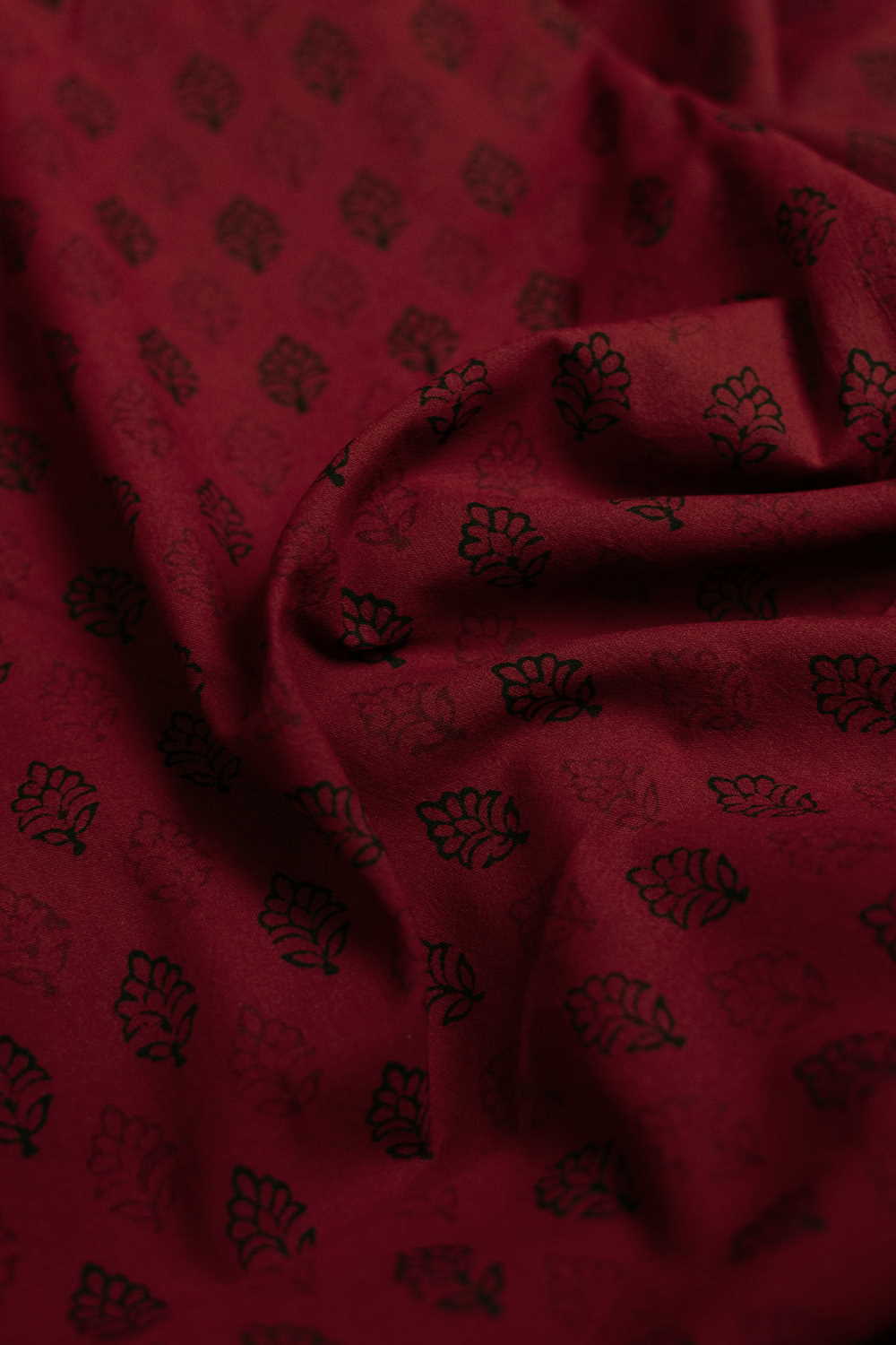 Ruby Maroon Bagh Cotton Fabric - 1.5m