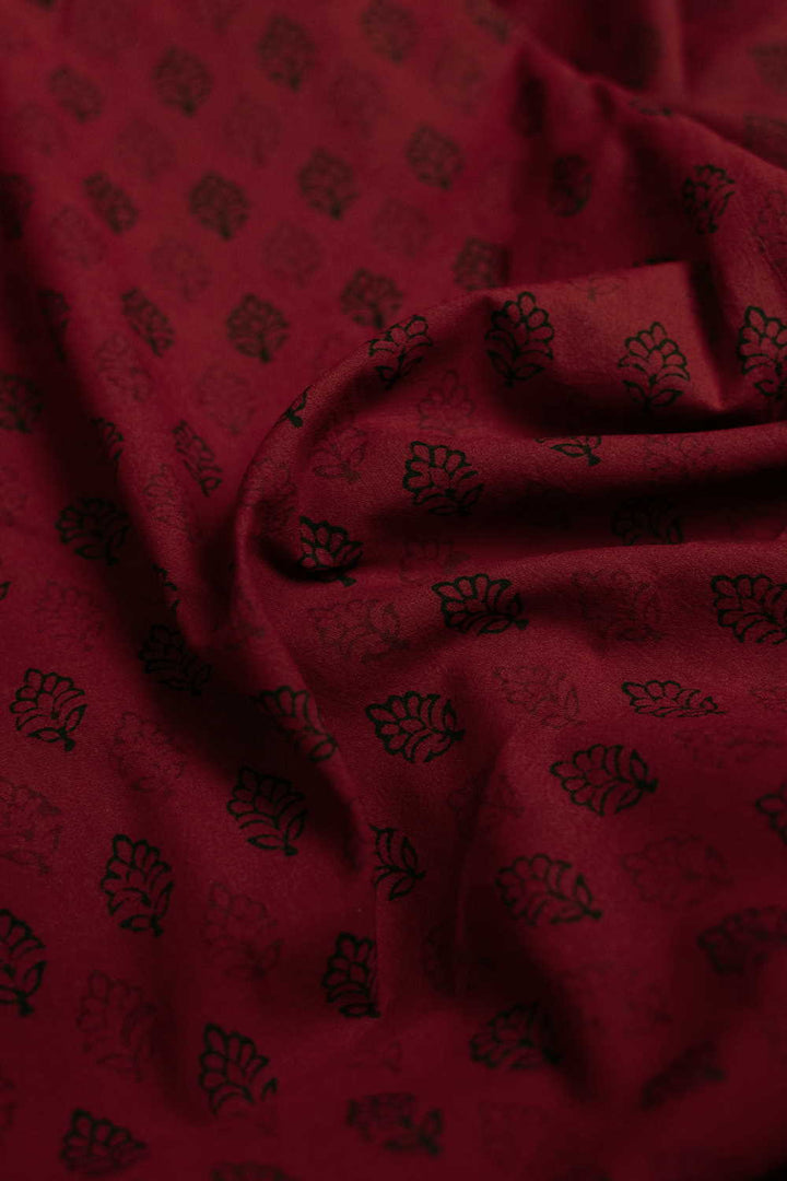Ruby Maroon Bagh Cotton Fabric - 1.5m