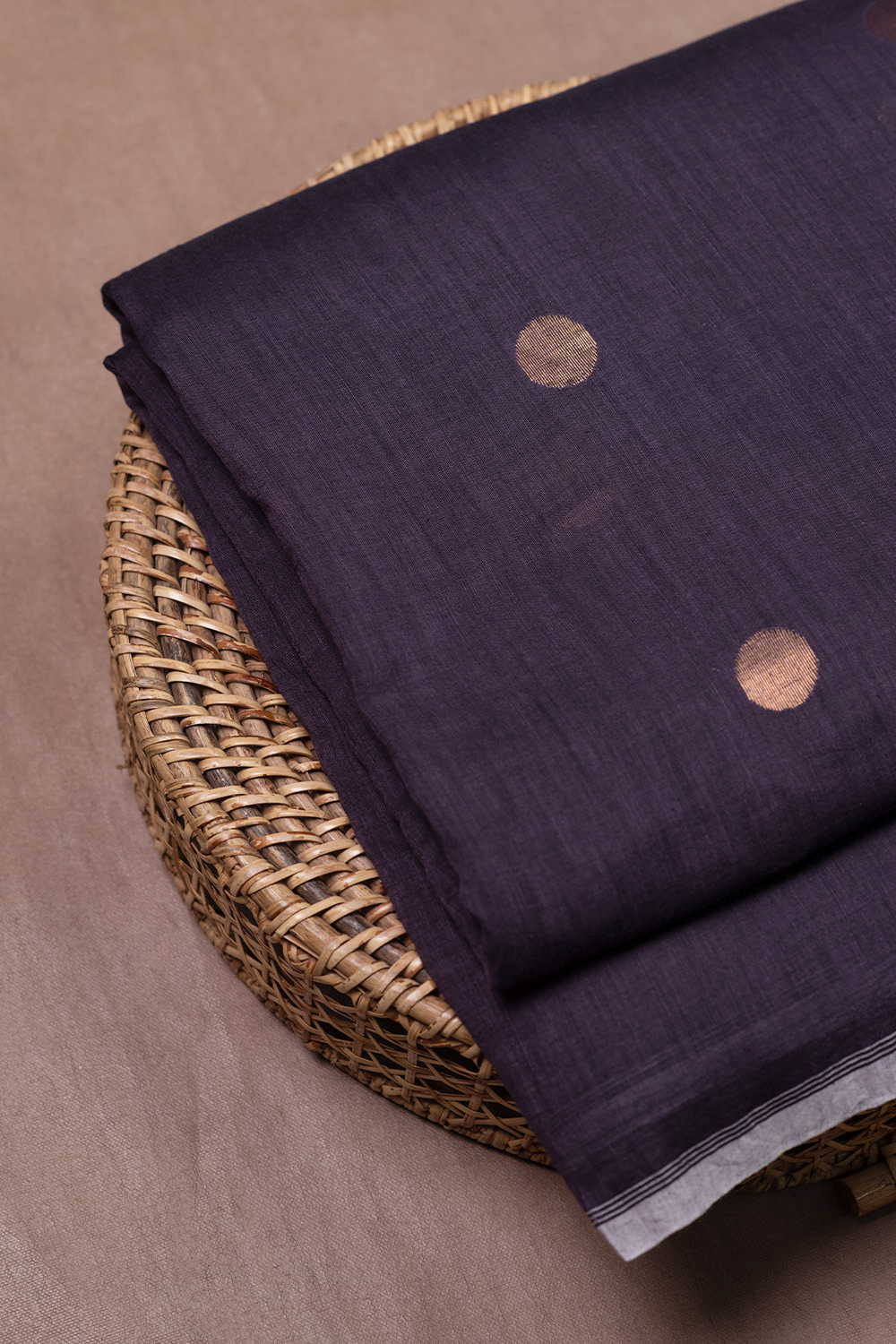 Zari Polka Jamdani Cotton Fabric