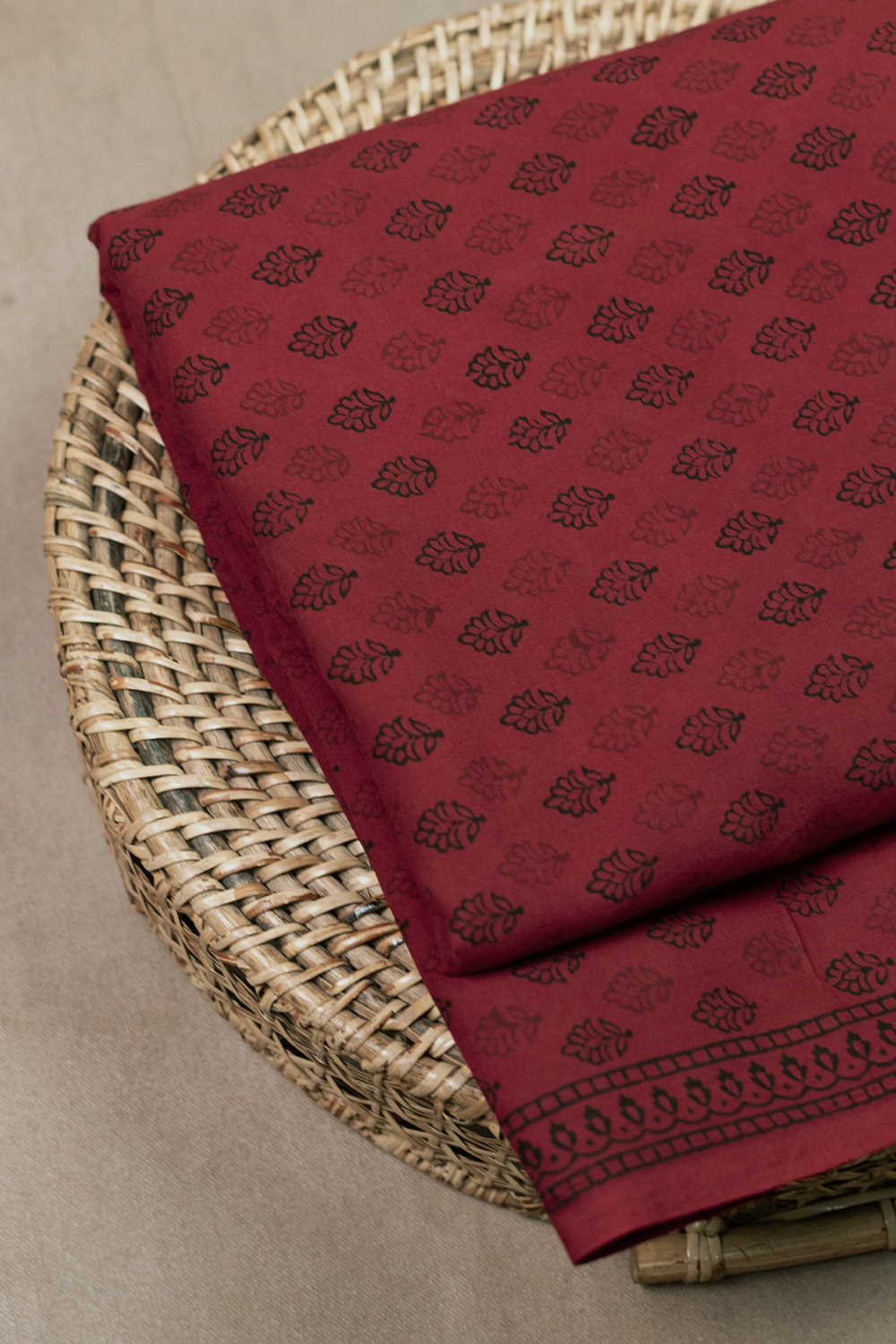 Ruby Maroon Bagh Cotton Fabric - 1.5m