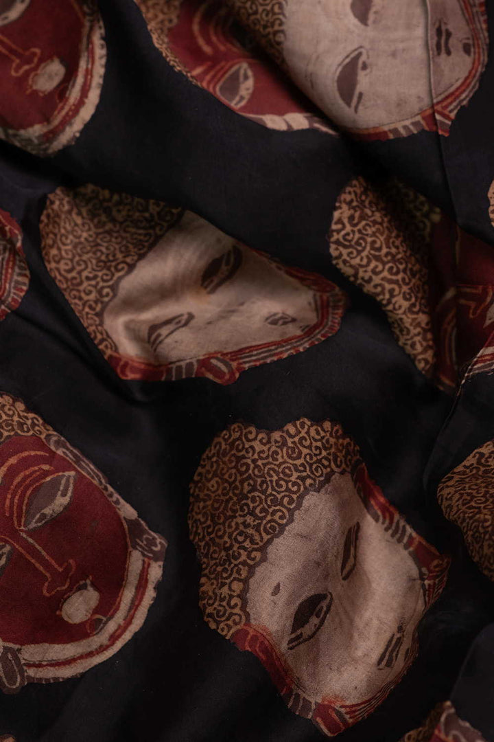 Block Printed Silk Cotton Fabric - Matkatus 