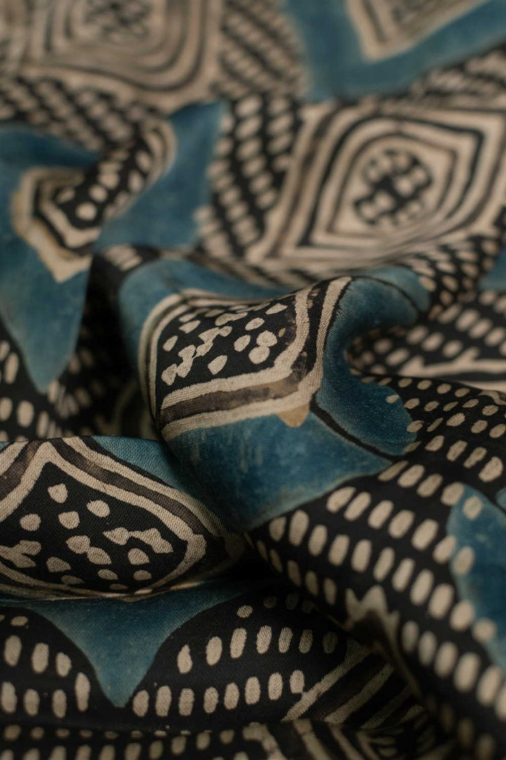 Patterned Design Ajrak Modal Silk Fabric
