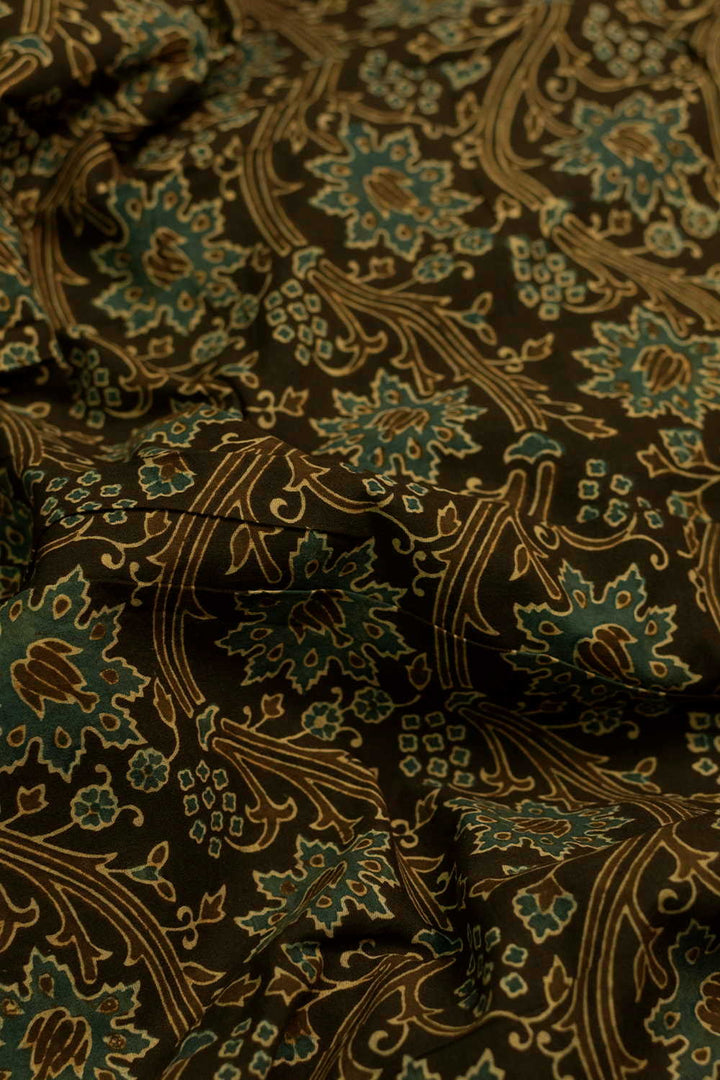 Floral Garden Ajrak Cotton Fabric