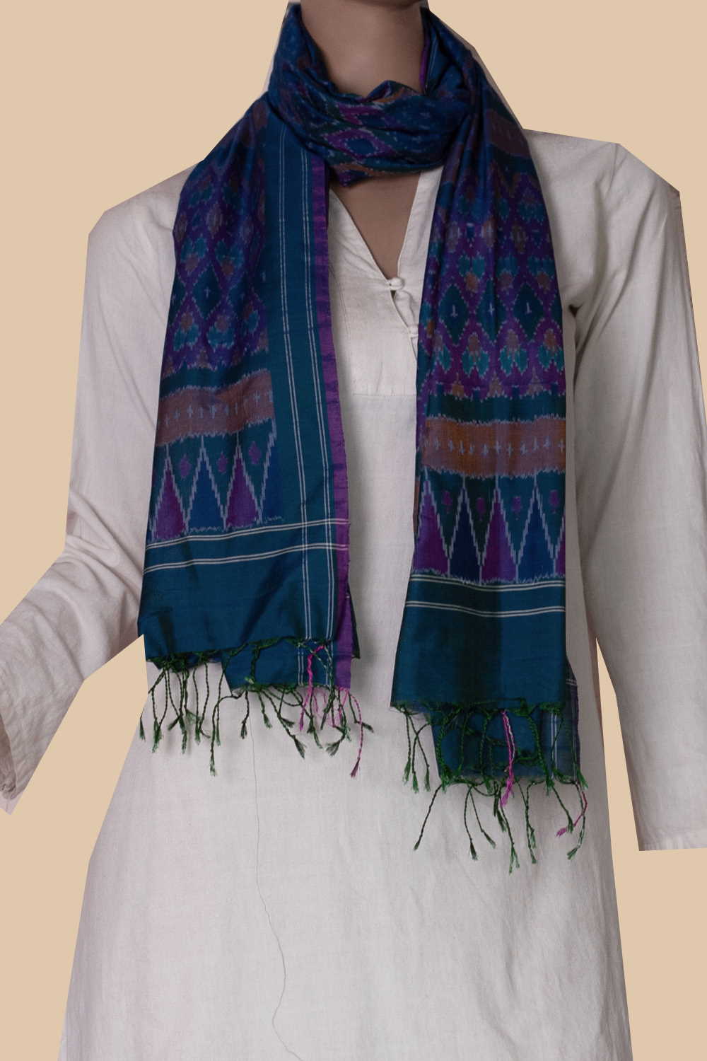 Ikat Silk Cotton Stole - Matkatus 