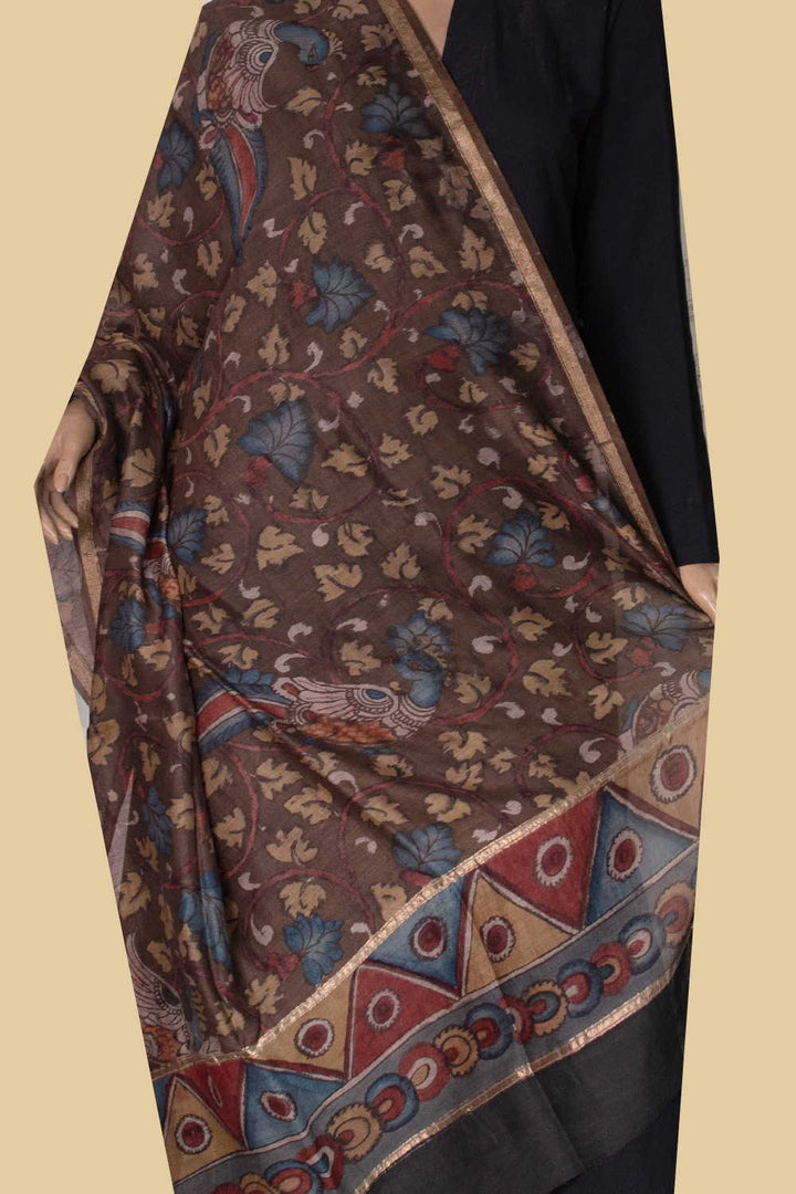 Painted Kalamkari Dupatta - Matkatus